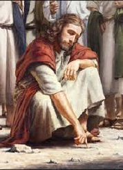 Jesus writing on the ground